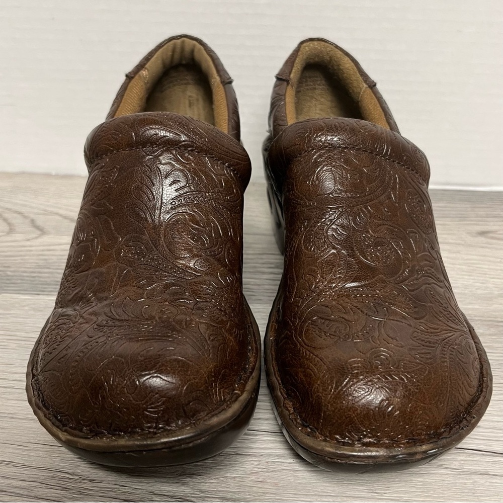 Boc By Born Clogs Brown Floral Leather Size 6
